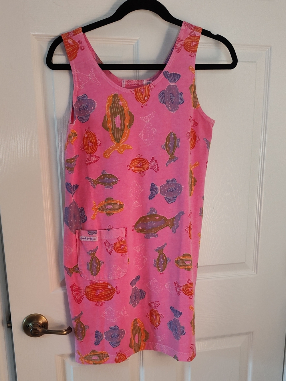 fresh produce Pink Fish Print Sleeveless Shift Dress